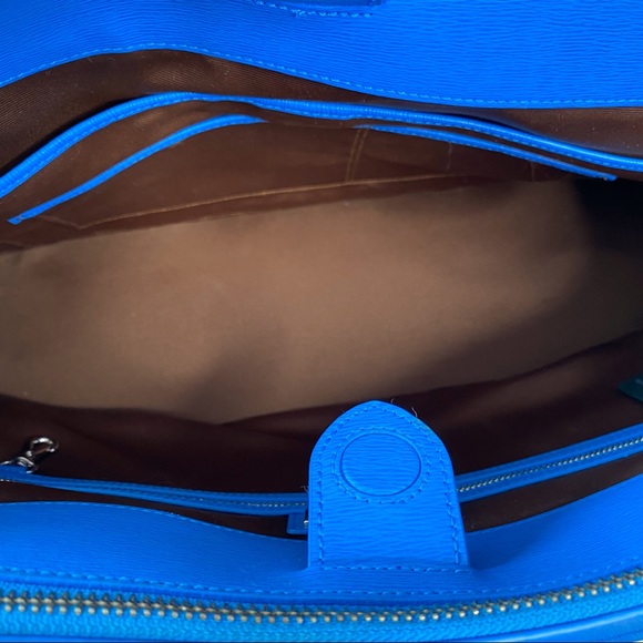 LRL Ralph Lauren ♔ Newbury Double Zip Large Leather Satchel Handbag ♔ Pacific - Picture 14 of 16